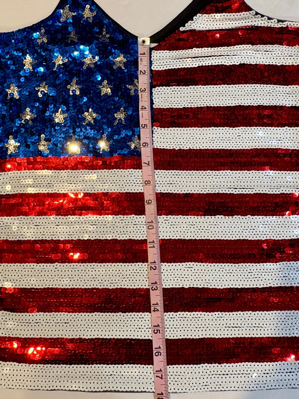 Sequin American Flag Camisole Top - Red, White & Blue - Picture 4 of 7